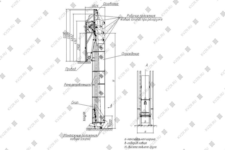 Подъемник скиповый чертеж